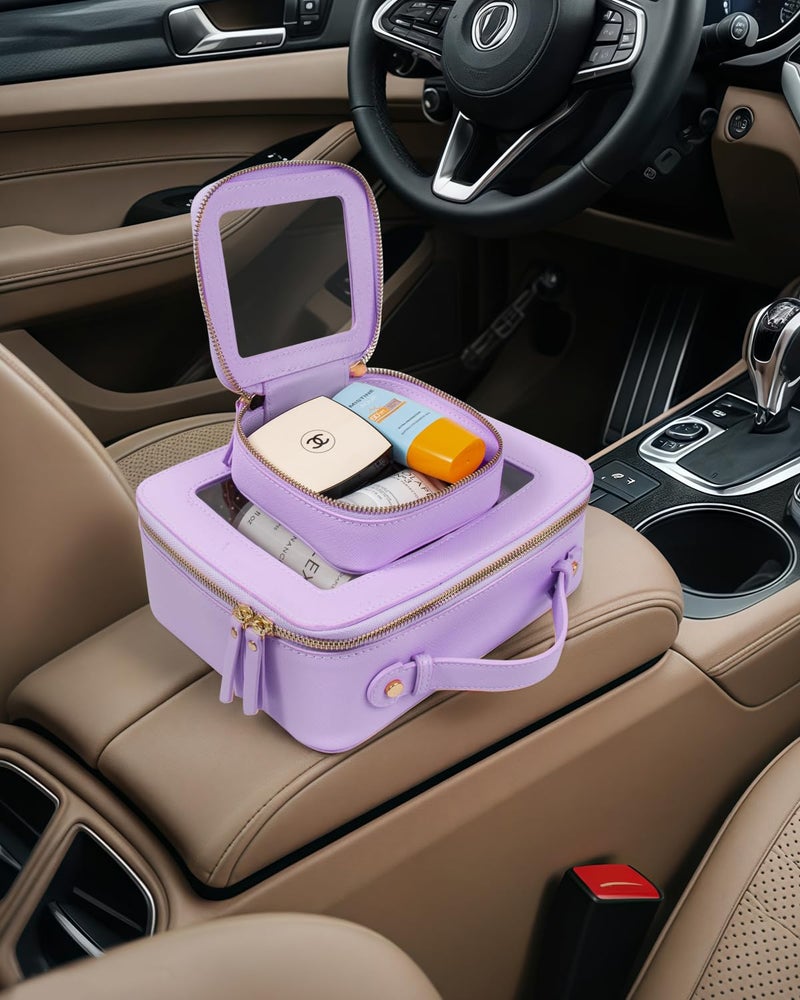 LETGO Clear Makeup Bags Set - TSA Approved Toiletry Bag with Handle Large Opening, Clear Toiletry Bags Case Pouch for Travel Essentials Car Accessories for Women Men (0-2Pack-Purple) - Image 5